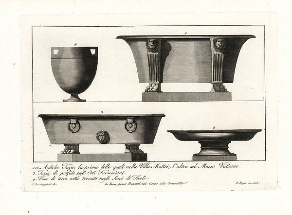Ancient cups and vase. 1802 (engraving)