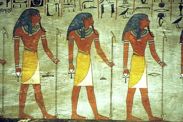 Ancient Egypt, Painting, Tomb of Rameses I, Thebes, Gods of the underworld, 19th Dyn, Valley of the Kings (photo)
