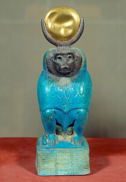 Ancient Egyptian Art: Statuette of the god Thot in baboon. Ptolemaic period (332-30 BC)