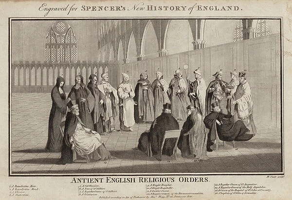 Ancient English religious orders (engraving)