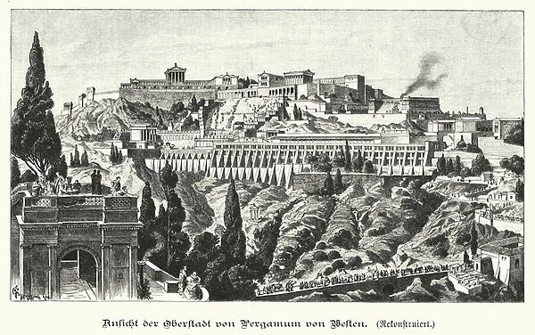 Ancient Greek city of Pergamon (engraving)