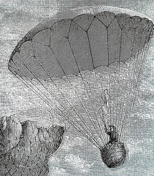 Andre-Jacques Garnerin making his first parachute descent