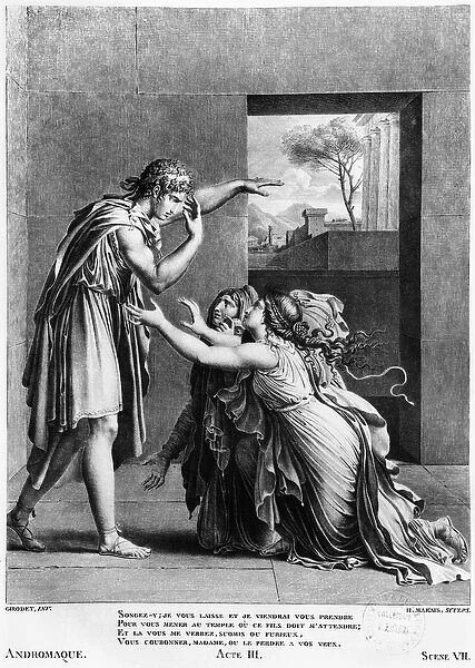 Andromache at the feet of Pyrrhus, illustration from Act III Scene 7 of Andromaque
