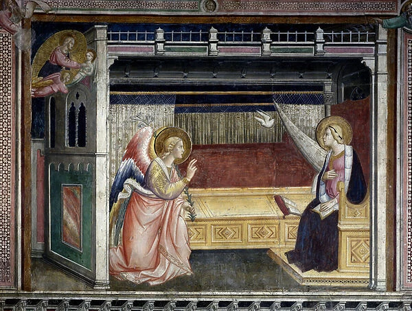 The Annunciation Fresco by Agnolo Gaddi (1350-1396) 14th century Prato, Cathedrale