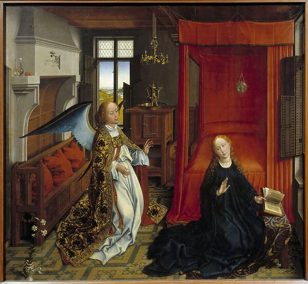 Annunciation. Painting of the workshop of Roger (Rogier) Van Der Weyden (1400-1464) Ec