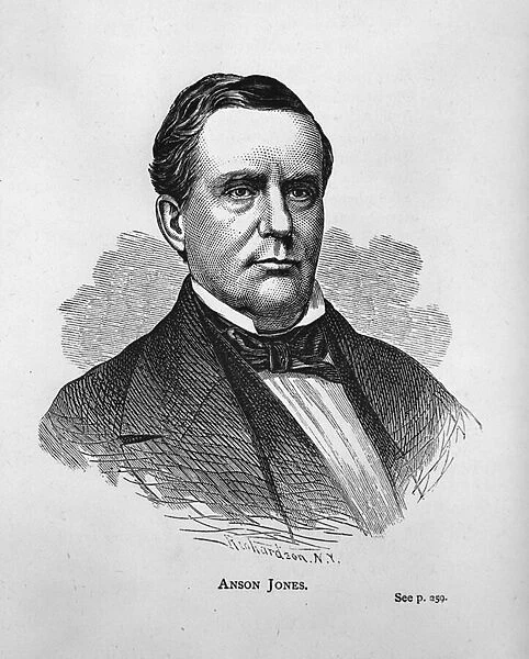 Anson Jones, from Texas History Scrapbook (engraving) (b  /  w photo)