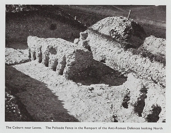 Anti-Roman defences on The Coburn, near Lewes, Sussex (b / w photo)