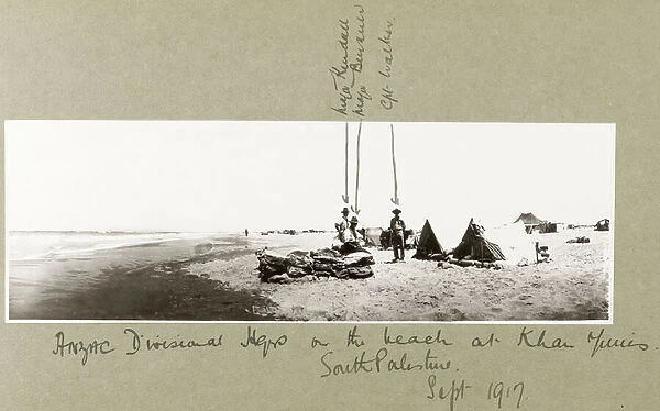 ANZAC Divisional Majors on the beach at Khan Yunis, September 1917 (b  /  w photo)
