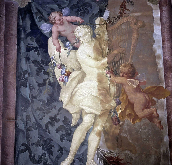 Apollo playing the Cithare (Apollo citharede). Anonymous mural. Palazzo Ferrari, Piacenza (Piacenza)