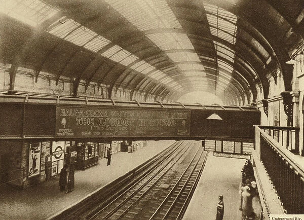 Aqueduct carrying the Westbourne over Sloane Square Underground Station (b  /  w photo)