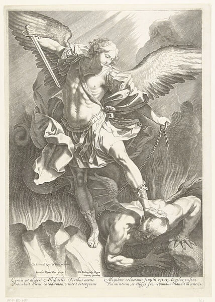 The Archangel St Michael defeating the Devil, engraved by Pieter de Bailliu