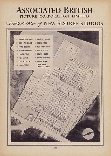 Architects Plan of New Elstree Studios (b  /  w photo)