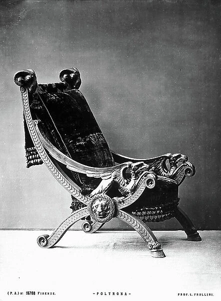 An armchair, craftswork by Luigi Frullini, in Florence, Tuscany