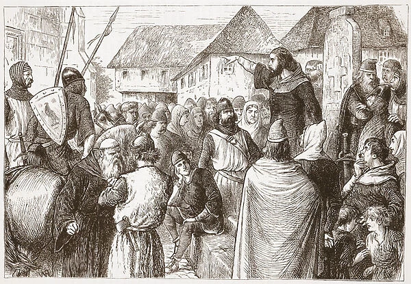Arnold of Brescia Preaching, illustration from The History of Protestantism