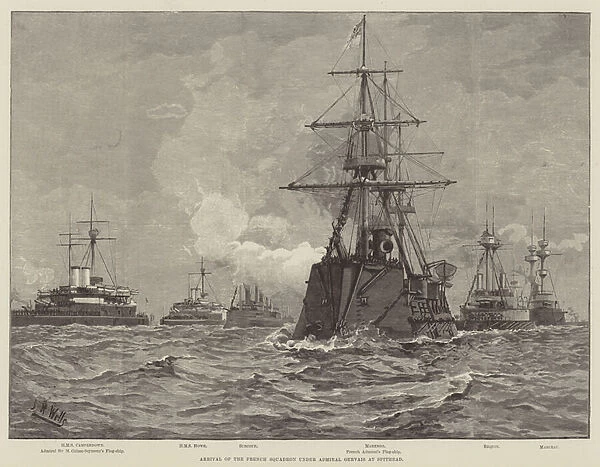 Arrival of the French Squadron under Admiral Gervais at Spithead (engraving)