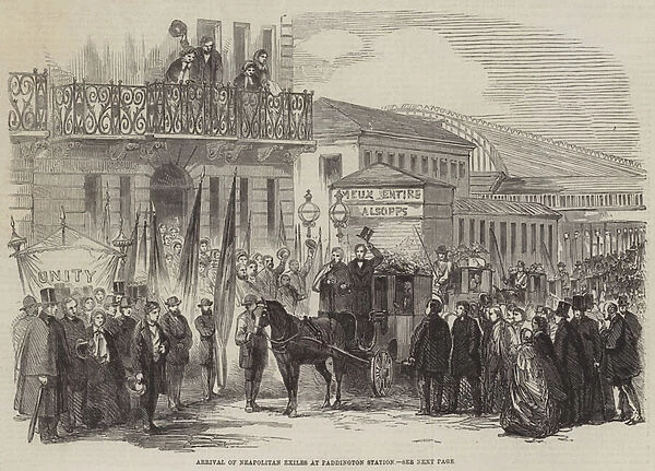 Arrival of Neapolitan Exiles at Paddington Station (engraving)