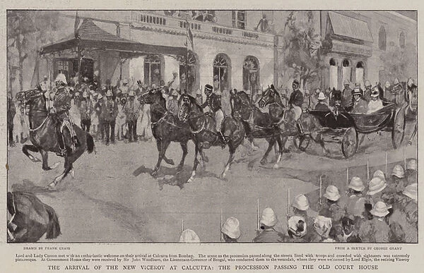 The Arrival of the New Viceroy at Calcutta, the Procession passing the Old Court House (litho)