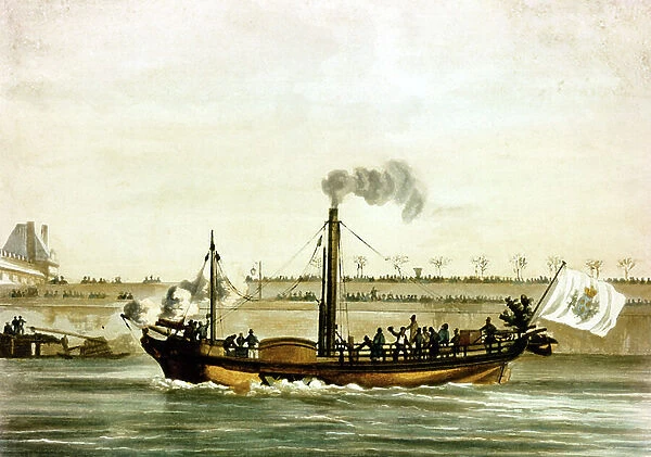 Arrival of the prince Charles Philippe's steamer after a London-Paris journey in 1871 (painting)