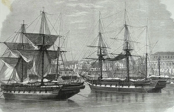 The Arsenal at Naples, 1860 (engraving)