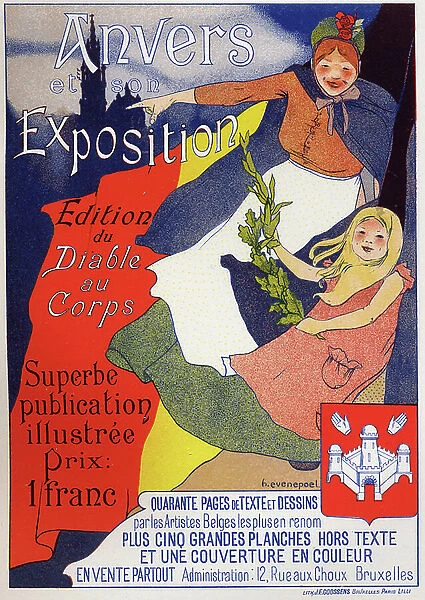 Art. Exposition of Antwerpen Poster by Evenepoel, Belgium, c.1895 (poster)