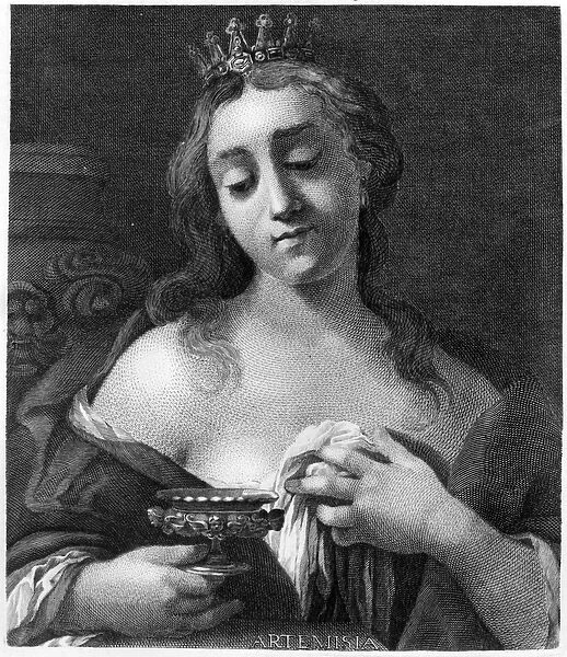 Artemisia of Caria (engraving) (b  /  w photo)