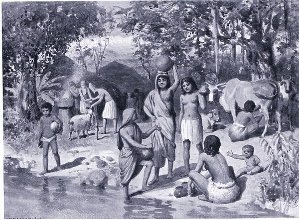 Aryans settled in India-open air sacrifice (litho)
