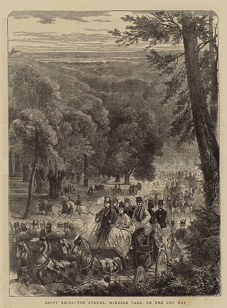 Ascot Races, the Avenue, Windsor Park, on the Cup Day (engraving)