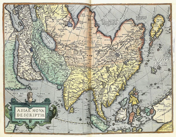 Asia, 1592 (hand-coloured engraving)