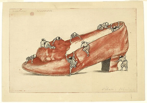 The Assault of the Shoe, 1888 (etching, with open bite, in light red & black on cream