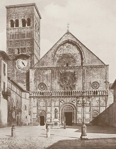 Assisi, Facciata Del Duomo (b / w photo)