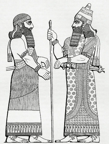 An Assyrian king and his chief minister. (print)