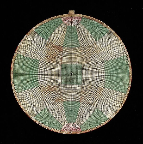 Astrolabe, detail of a plate with a projection of Frijus, 1702 (object)