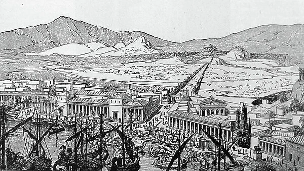 Athens as it appeared during the Golden Age, 19th century (engraving)