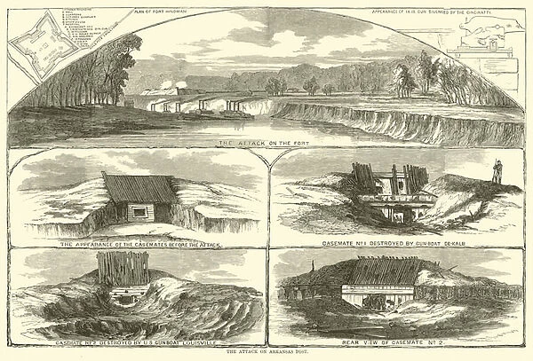 The attack on Arkansas Post, January 1863 (engraving)