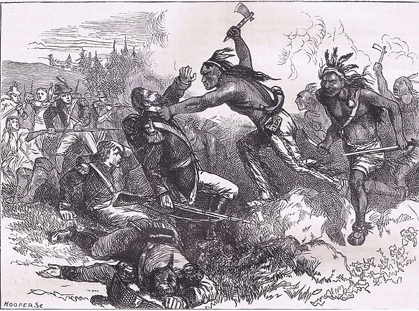 Attack of the indians at Fort Dearborn, illustration from Cassells History of the United