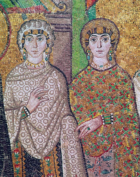 Two Attendant Ladies of the Empress Theodora (mosaic) (detail of 244980)