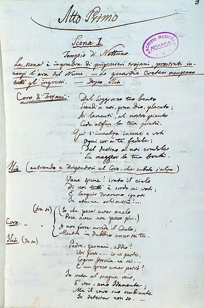 Atto Primo, First page of libretto of Lichtenthal