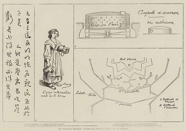 The Autographic Telegraph, Sketches and Autograph Writings, sent by Telegraph (engraving)