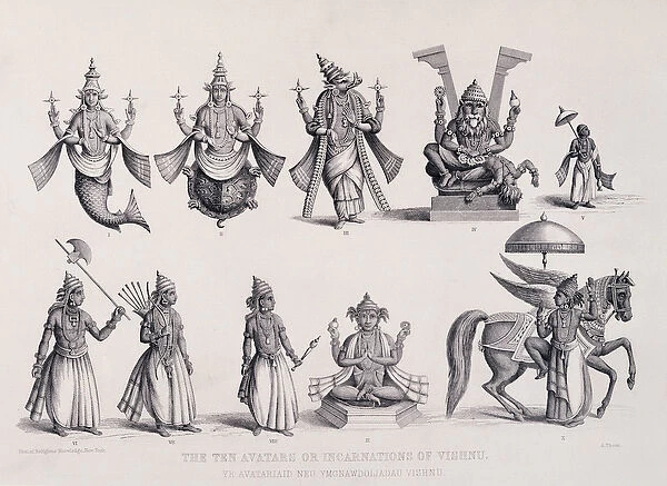 The Ten Avatars or Incarnations of Vishnu, engraved by A