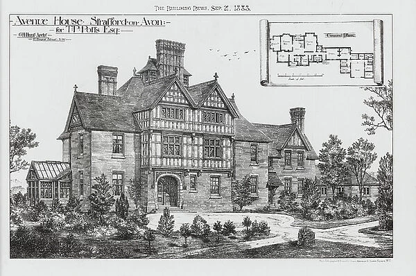 Avenue House, Stratford-on-Avon for T P Potts, Esq (engraving)
