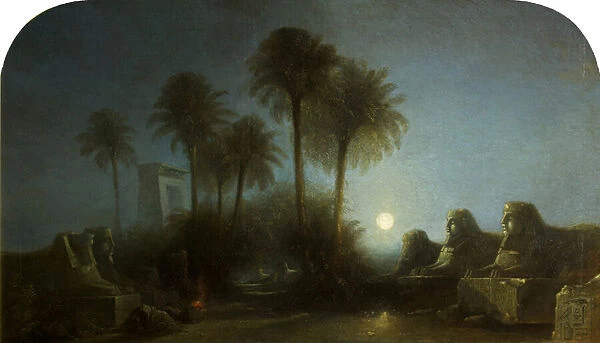 Avenue of Sphinxes, Moonlight, Thebes, 1841 (oil on canvas)