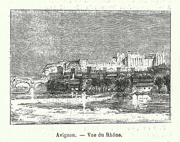 Avignon, Vue du Rhone (engraving)