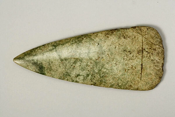 Axe head, 4500-2500 BC (polished green stone) (see 270530 for verso)