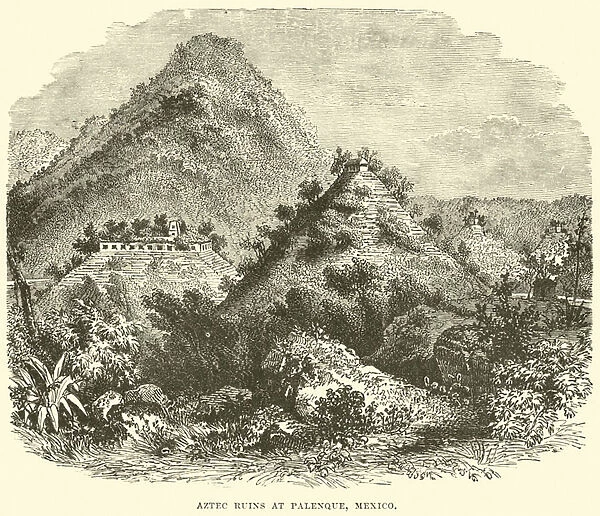 Aztec Ruins at Palenque, Mexico (engraving)