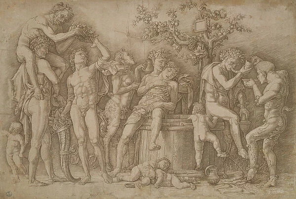 Bacchanal with the vat of wine, 1470-90 (pen & ink on paper)