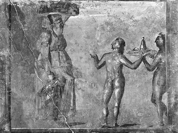 Bacchic scene (fresco) (b  /  w photo)