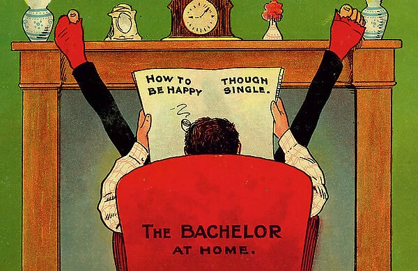 The bachelor at home (colour litho)