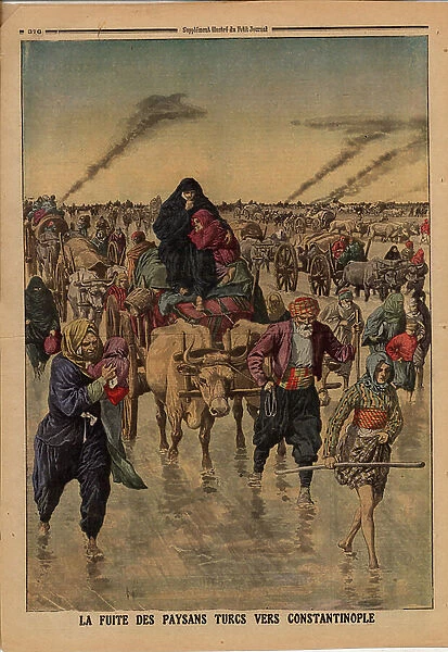 Balkan Wars: Flight of Turkish peasants towards Constantinople, 1912 (print)