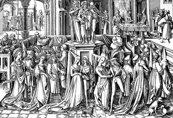 Ball dance party in a german princely court society in the 15. century