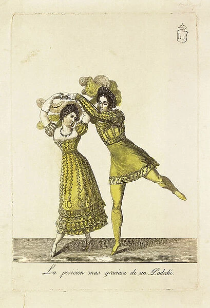Ballet. The nicest position of a no two. Engraving. SPAIN. MADRID (AUTONOMOUS COMMUNITY). Madrid. National Library